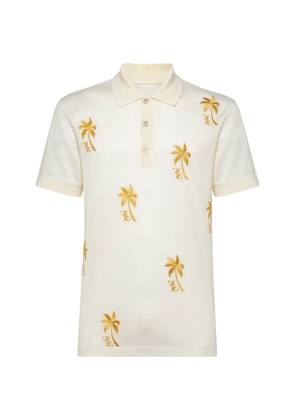 Billionaire palm-embroidered polo shirt - White