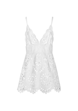 Dolce & Gabbana openwork-embroidery sleeveless mini cotton dress - White
