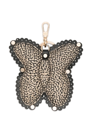 Borbonese butterfly-shaped scalloped-trim keyrings - Neutrals