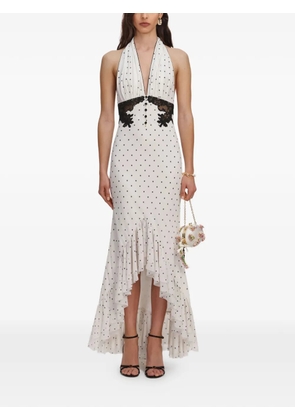 Self-Portrait lace-trimmed polka-dot dress - White