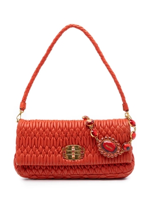 Miu Miu Pre-Owned 2010-2026 Matelasse Nappa Crystal Chain satchel - Orange