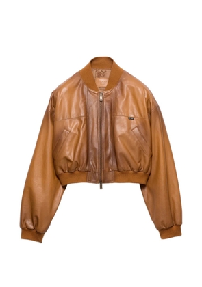 Prada cropped nappa leather jacket - Brown