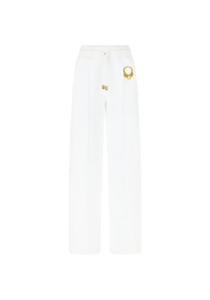 Roberto Cavalli tiger appliqué drawstring trousers - White