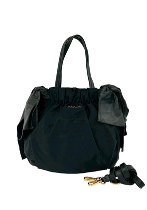 Prada Pre-Owned 2013-2025 Tessuto Logo Bow satchel - Black