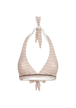 Brunello Cucinelli striped techno jersey bikini top with precious trim - Neutrals