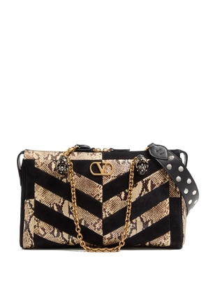Valentino Garavani Panthea suede chevron motif shoulder bag - Black