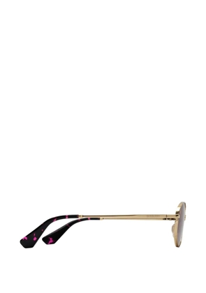 Burberry metal Check oval sunglasses - Gold