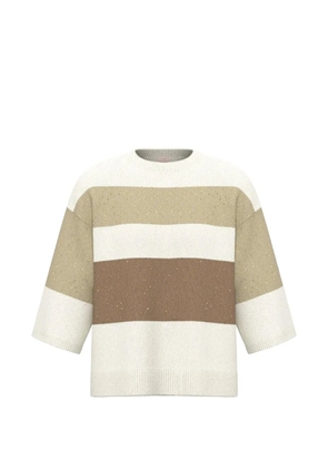 EMME striped speckled-design sweater - White