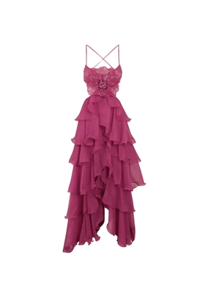 PatBO bead-embellished ruffled dress - Pink