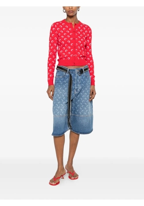 Marine Serre Moon jacquard bouclette cardigan - Red