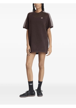 adidas crochet-knit side-stripe mini dress - Brown
