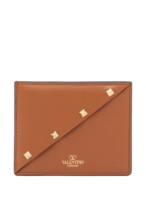 Valentino Garavani Rockstud Wispy calfskin card holder - Neutrals