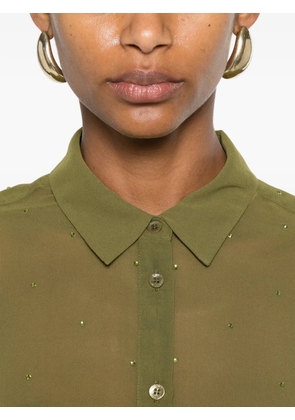MC2 Saint Barth rhinestone-embellished semi-sheer shirt - Green