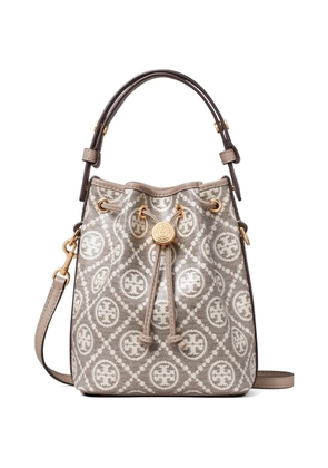 Tory Burch T Monogram coated-jacquard mini bucket bag - Grey
