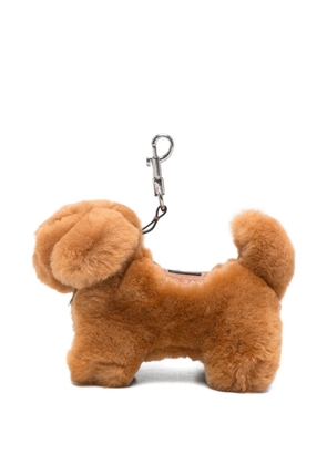 Anya Hindmarch shearling dog-shape keyring - Brown