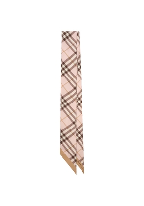 Burberry skinny contrast-Check silk scarf - Pink