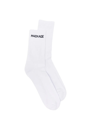 Mackage Woods logo-knit ribbed socks - White