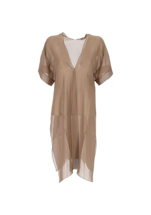 D.Exterior sheer silk cape - Brown