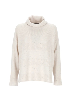 D.Exterior roll-neck sweater - White