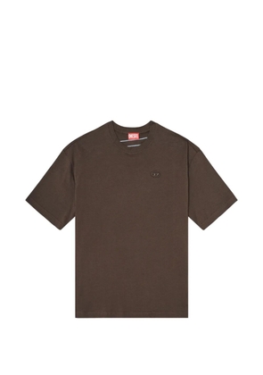 Diesel logo-embroidered washed-finish T-shirt - Brown