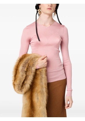 Miu Miu V-neck ribbed top - Pink