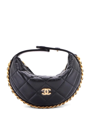CHANEL Pre-Owned Chain Around Pouch Quilted Lambskin Extra Mini hobo bag - Black