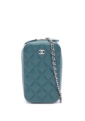 CHANEL Pre-Owned 2018-2019 CC Quilted Caviar Phone Holder crossbody bag - Green