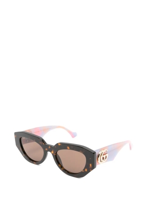 Gucci Eyewear Double G geometric-frame sunglasses - Brown