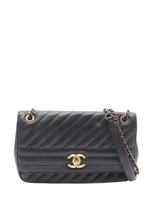 CHANEL Pre-Owned 2016-2017 Small CC Diagonal Quilted Goatskin Flap shoulder bag - Black