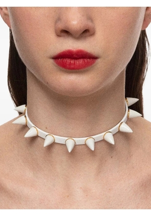 Andres Gallardo Mini Spike leather choker - Gold