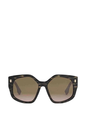 FENDI geometric-frame sunglasses - Brown