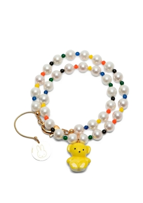 Andres Gallardo Teddy Bear & Pearls necklace - Gold