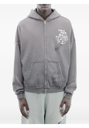 Paly Carrying The Message distressed hoodie - Grey