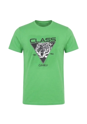 Cavalli Class tiger-print logo-print T-shirt - Green