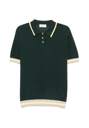 Les Deux lace-knit striped-trim polo shirt - Green