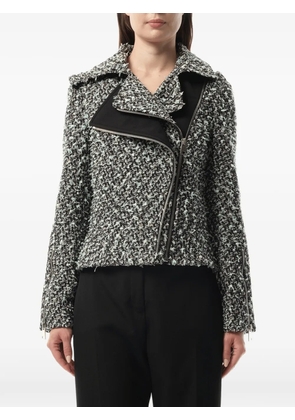 Lanvin asymmetric-zip tweed jacket - Black