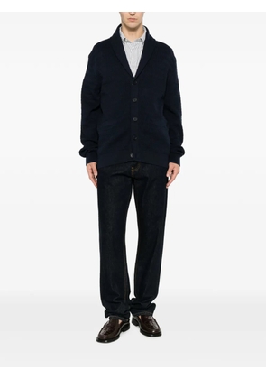 Gant shawl-collar waffle-knit cardigan - Blue