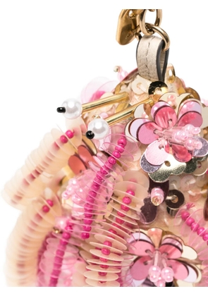 Anya Hindmarch sequin-embellished beaded keyring - Pink