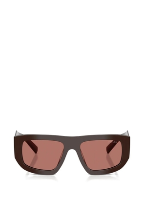 Prada Eyewear logo-engraved rectangle-frame sunglasses - Brown