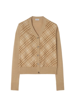 Burberry Check panel wool silk cardigan - Neutrals