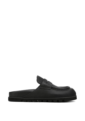 NAKED WOLFE Cord pebble-embossed penny-strap slides - Black