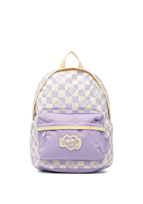 Doughnut mini Plus One Kaleido checkerboard-print logo-patch backpack - Yellow