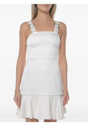 Armani Exchange buckle-strap ruffled dress - White