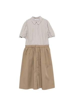 Dice Kayek sculptural-sleeves striped shirt dress - Brown