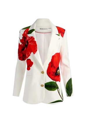 alice + olivia Elna floral-print notched-lapels blazer - White