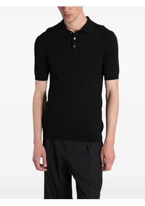 Tagliatore cable-knit polo shirt - Black