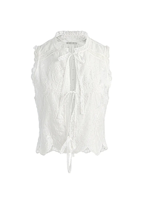 alice + olivia Amal embroidered tie-front tank top - White