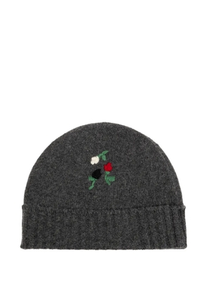 Marni floral-embroidered beanie hat - Grey