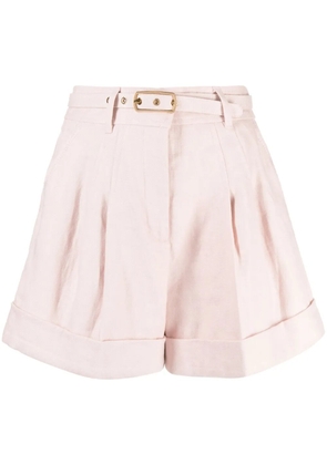 ZIMMERMANN Matchmaker belted linen shorts - Pink