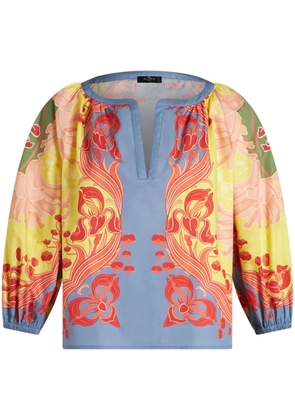 ETRO floral-print cotton-poplin blouse - Yellow